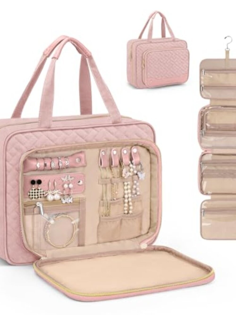 🆕 Toiletry Bag for Women, Hanging Travel Toiletry Bag with Jewelry Organizer